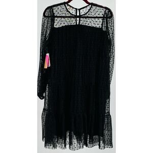 RILEY & RAE SZ S black mix & mingle long sleeve textured layered dress NWT B52
